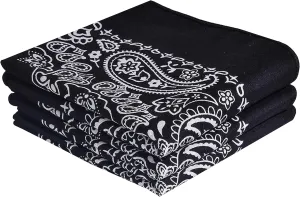 Classic Paisley Bandanas - 3 Pack Gift Set, 100% Cotton, 22x22 Inches