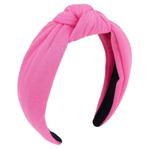 CURASA Headbands for Women Girls Non Slip Knotted Headband Wide Preppy Fashion Hairband Hot Pink Top Knot Decorative Hair Accessories Rose Red Fabric Hair Bands Yoga Elastic Head Bands For Thick Thin