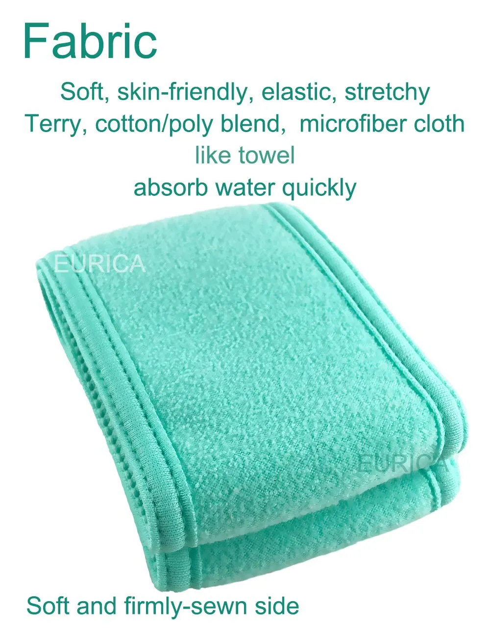 EUICAE Spa Headband Sweat Head Towel Wrap Non-slip Stretchable Washable Makeup Headband for Face Wash Facial Treatment Sport Fits All White (Green)