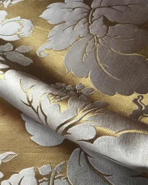 GINEVERE GREY & GOLDEN FLORAL FABRIC