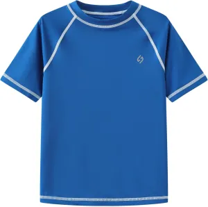 HODOSPORTS Boys UPF 50  Rash Guard Swim Shirts Short Sleeve Quick Dry UV Protection Sun Shirt