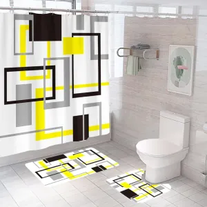 Homestic Shower Curtain & Bathmat Set | Non-Slip Bath mats for Bathroom | Easy-Slide Curtains | Polyester Curtain or Bathmat for Bath Décor | XTL274-3T | 3 Pcs Set | Multicolor