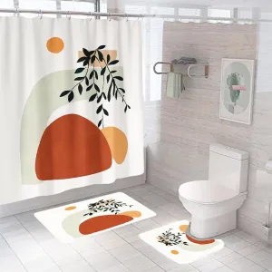 Kuber Industries Shower Curtain & Bathmat Set | Non-Slip Bath mats for Bathroom | Easy-Slide Curtains | Polyester Curtain or Bathmat for Bath Décor | XTL401-3T | 18 Pcs Set | Multicolor