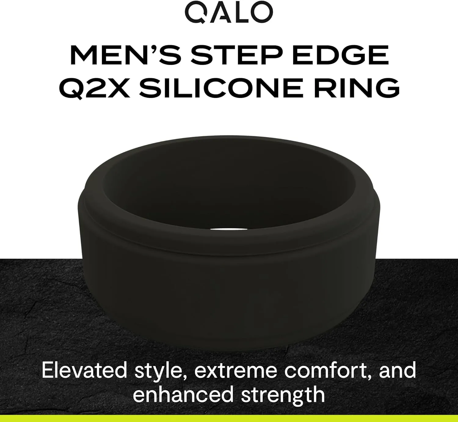 QALO Men's Rubber Silicone Ring, Step Edge Q2X or Chevron Rubber Wedding Band, Breathable, Durable Rubber Wedding Ring for Men, Multi Colors