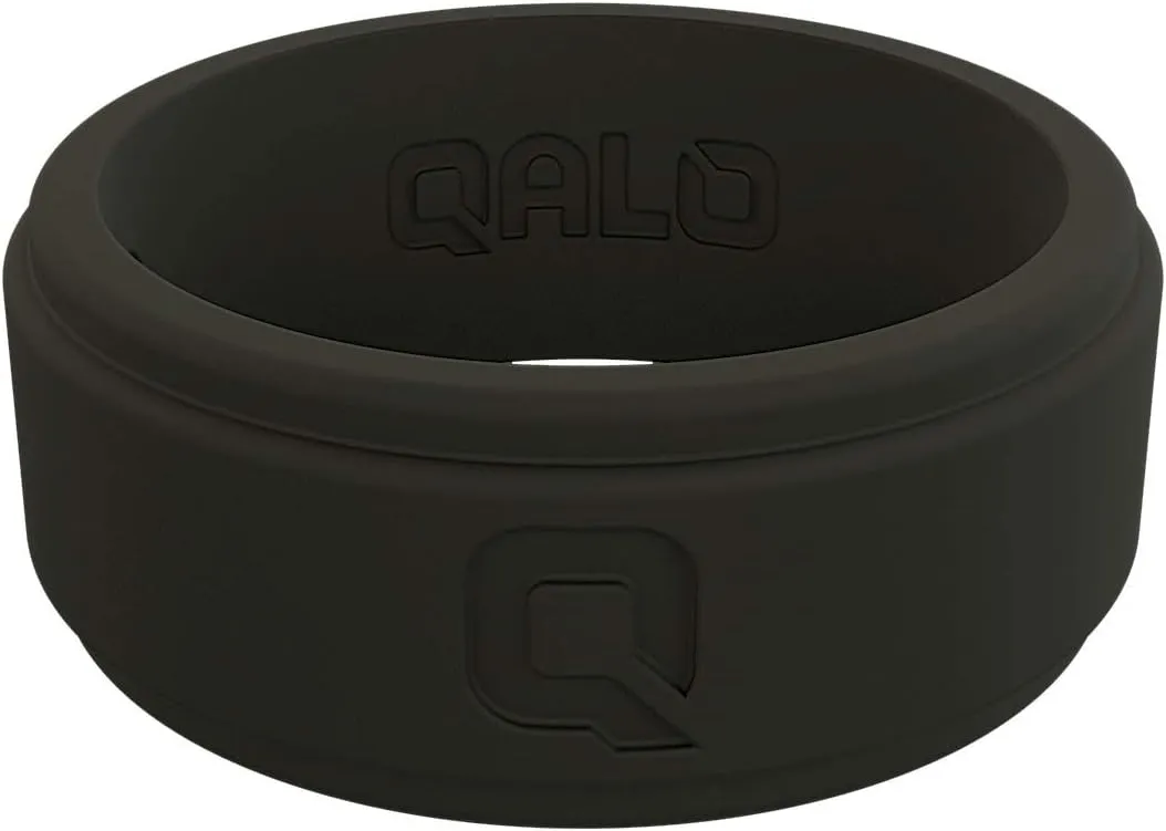 QALO Men's Rubber Silicone Ring, Step Edge Q2X or Chevron Rubber Wedding Band, Breathable, Durable Rubber Wedding Ring for Men, Multi Colors
