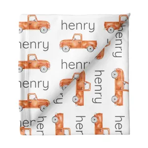 Sugar   Maple Small Stretchy Blanket - Truck Orange