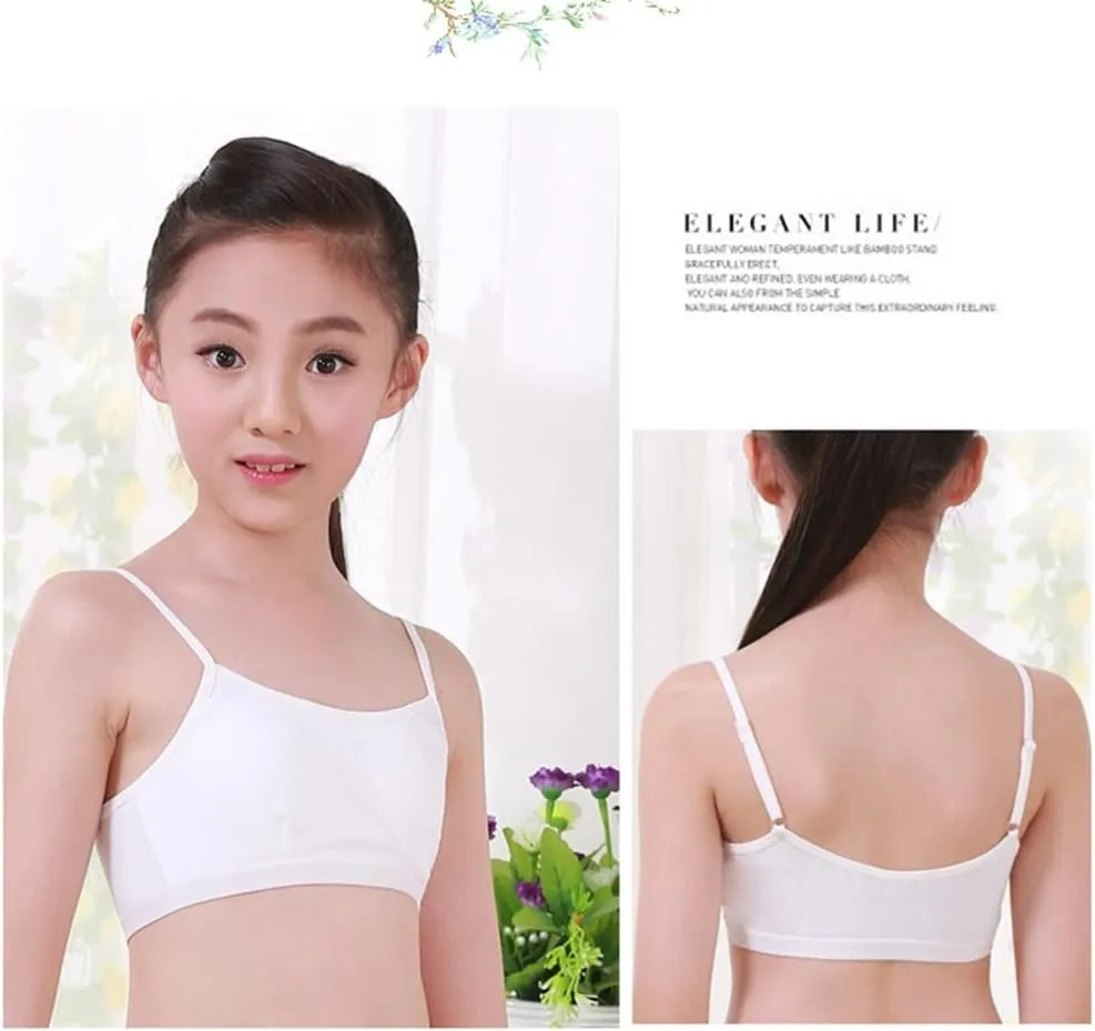 Training Bras for Girls Seamless Adjustable Cotton Cami Bralettes 7-14Y