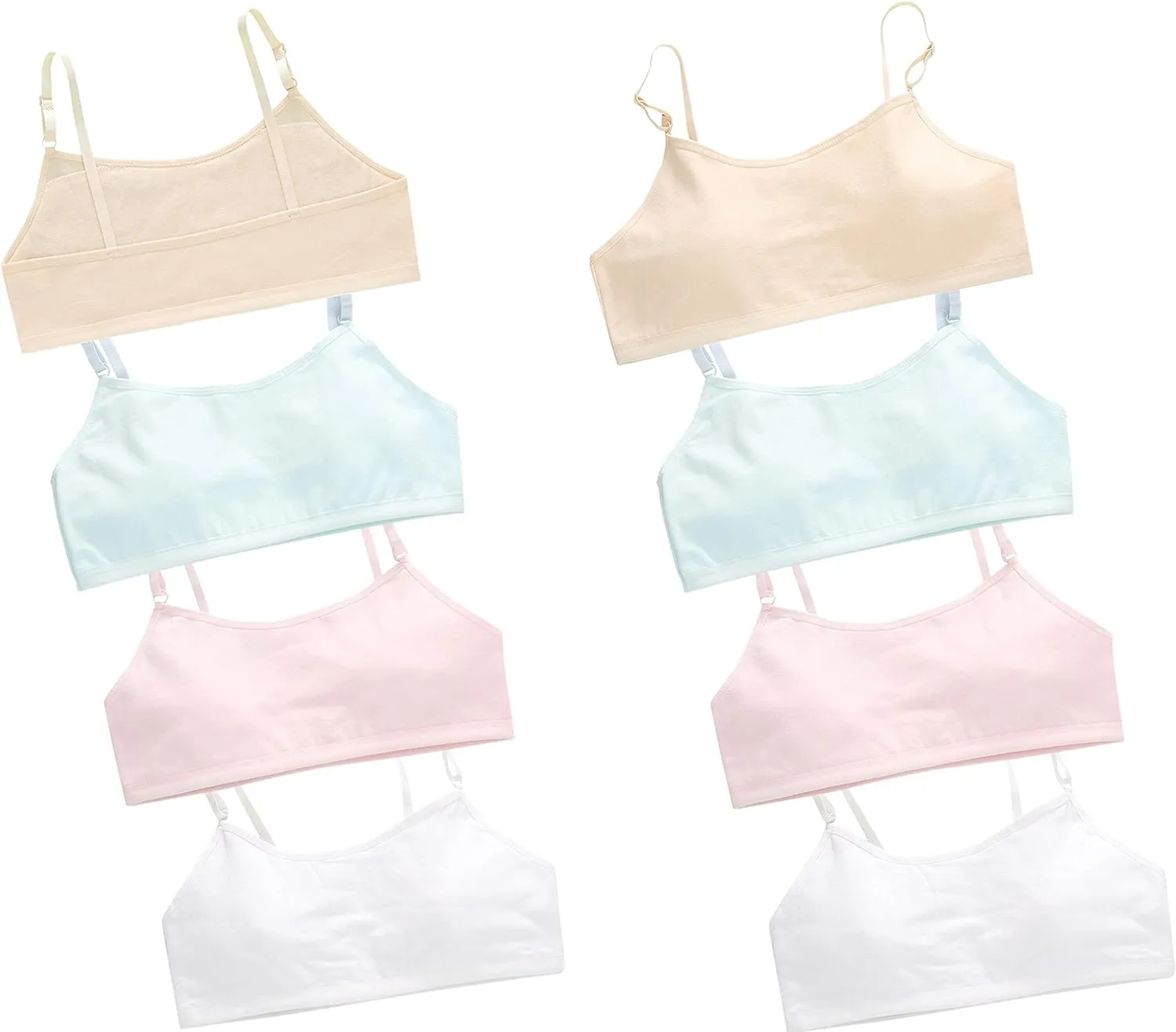 Training Bras for Girls Seamless Adjustable Cotton Cami Bralettes 7-14Y