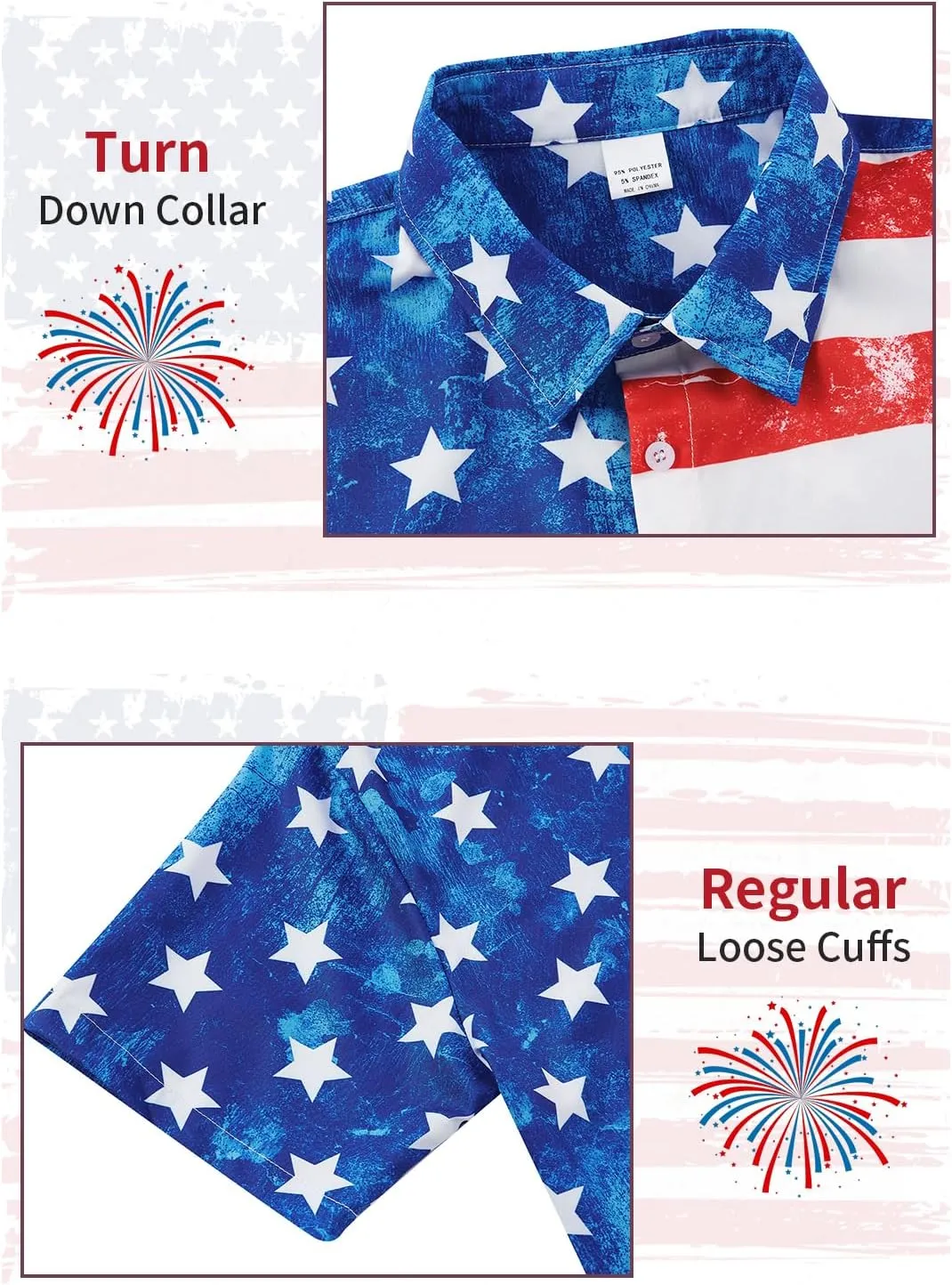 uideazone Mens 4th of July American Flag Patriotic Shirt USA Short Sleeve Button Up Independence Day Shirt M-XXL