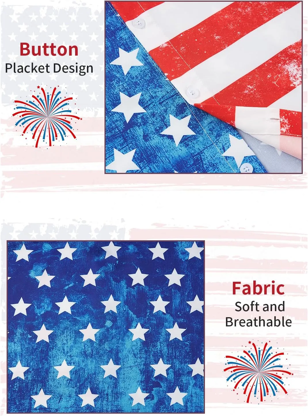 uideazone Mens 4th of July American Flag Patriotic Shirt USA Short Sleeve Button Up Independence Day Shirt M-XXL